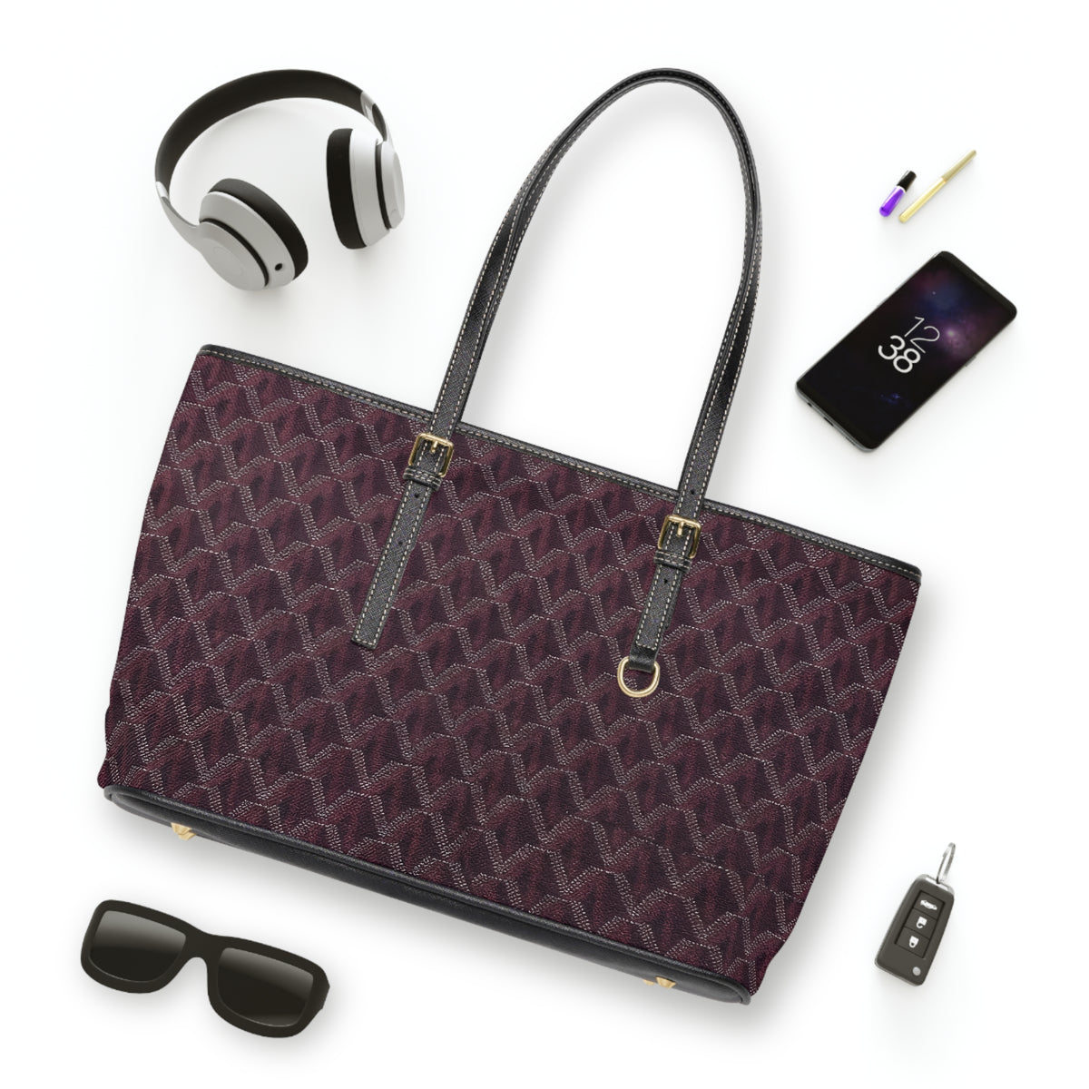 Quilted Plum PU Leather Shoulder Bag