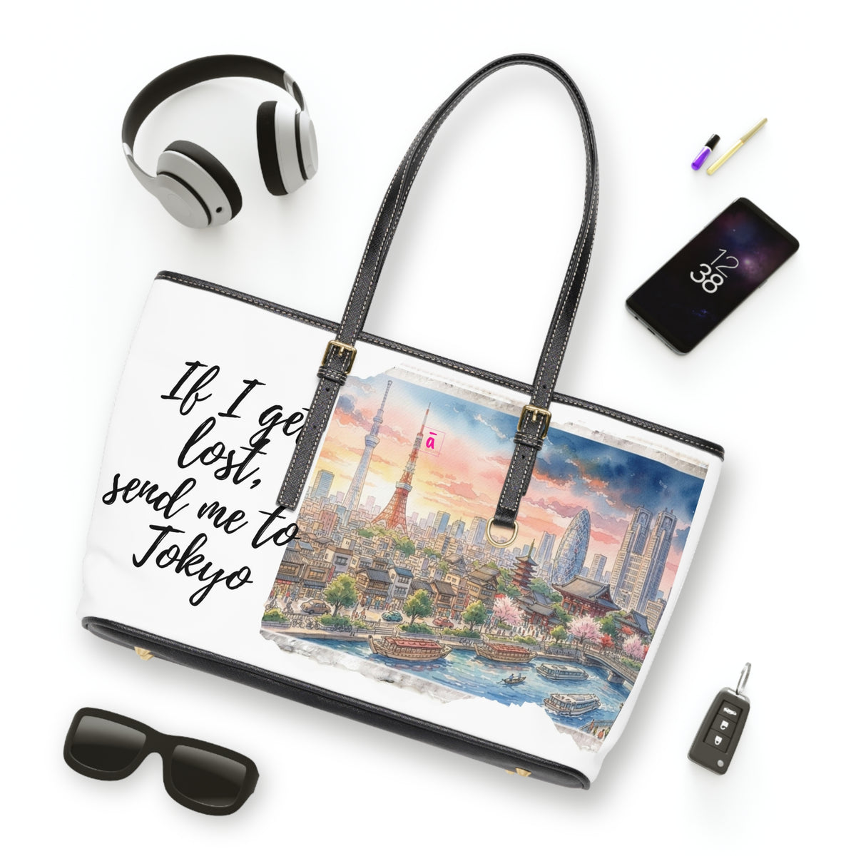 Tokyo Watercolour Skyline Shoulder Bag