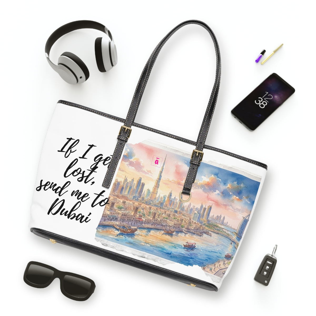 Dubai Watercolor Cityscape Shoulder Bag