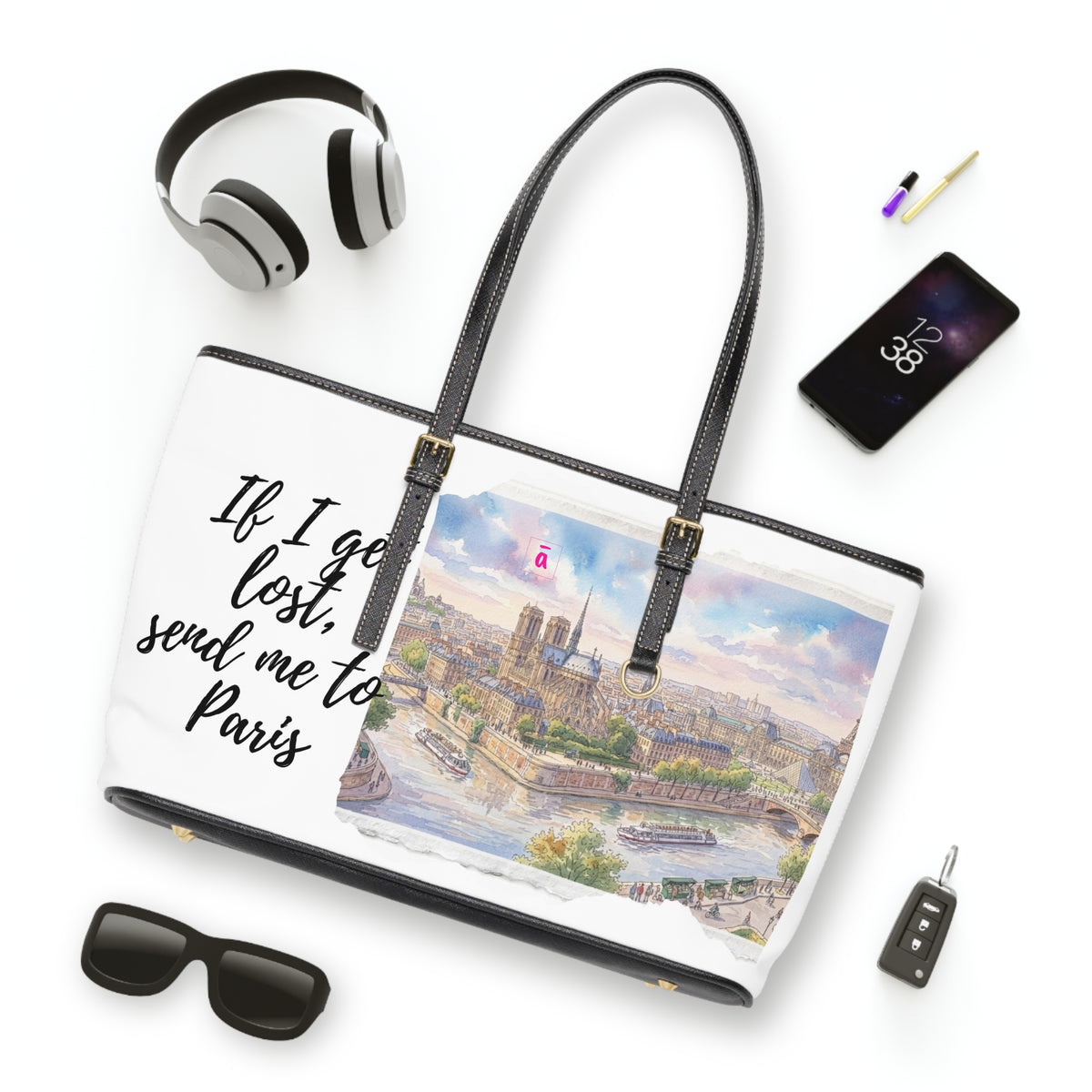 Paris Watercolor Cityscape Shoulder Bag