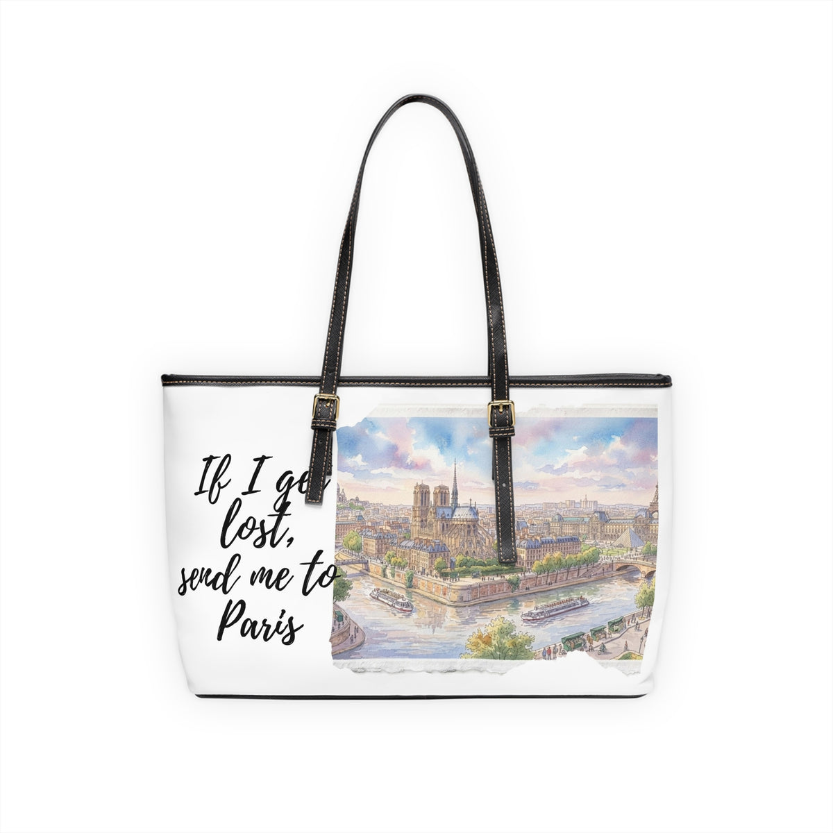 Paris Watercolor Cityscape Shoulder Bag