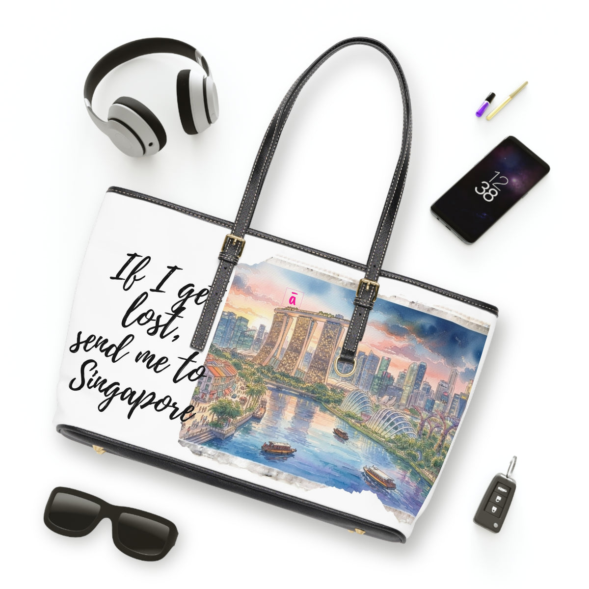 Singapore Watercolour Shoulder Bag